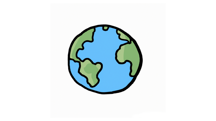 Minimalist drawing of planet Earth