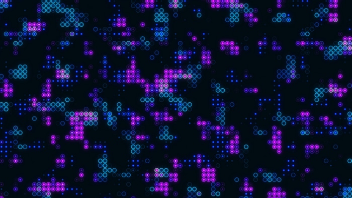 4K abstract neon circles on dark background