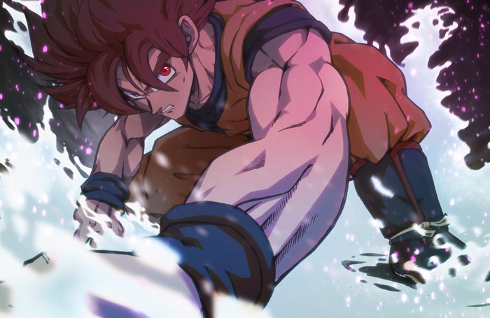 Son Goku in Super Saiyan God form from Dragon Ball