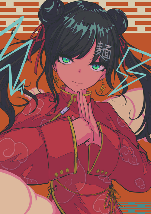 Girl with Chinese dress and twintails