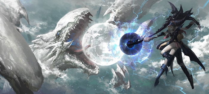 4K Dark Magician and Blue-Eyes White Dragon battle