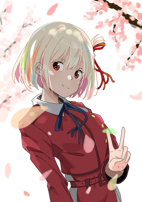 Nishikigi Chisato from Lycoris Recoil with Cherry Blossoms