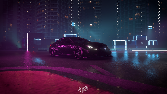 Lexus RC F Widebody in Neon City
