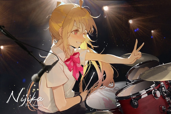Nijika Ijichi the Drummer from BOCCHI THE ROCK! on stage