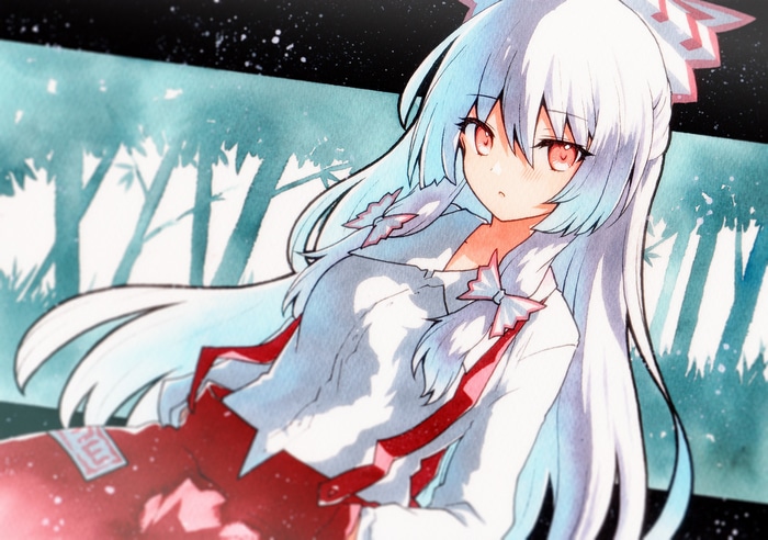 Fujiwara no Mokou in a forest