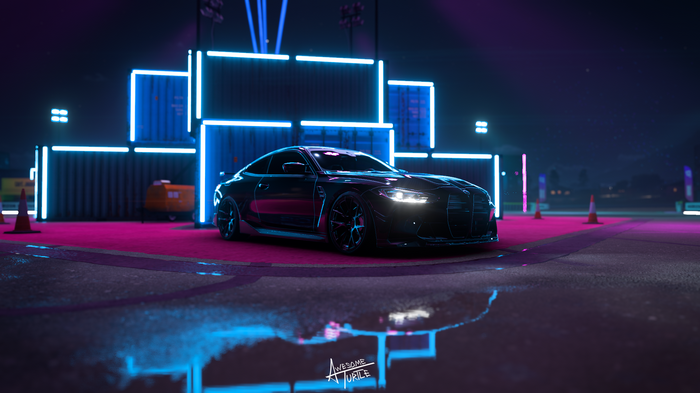 BMW M4 G82 in Forza Horizon 5 with Neon Lights