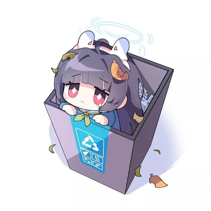 Miyu Kasumizawa in a Trash Can - Blue Archive