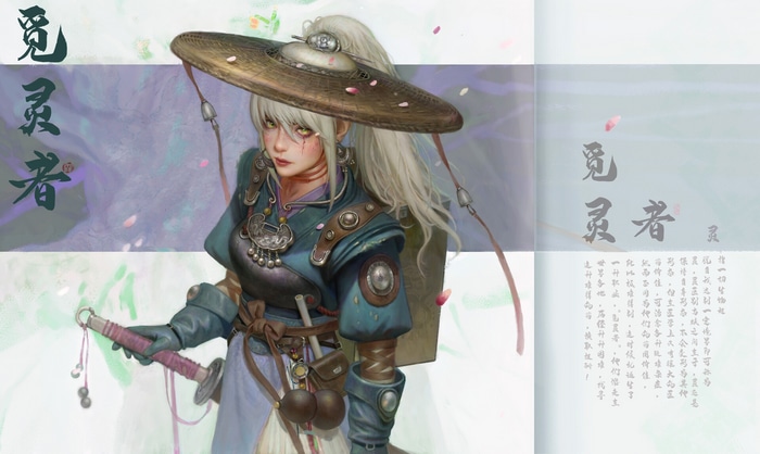 Woman with silver hair and katana wearing a hat