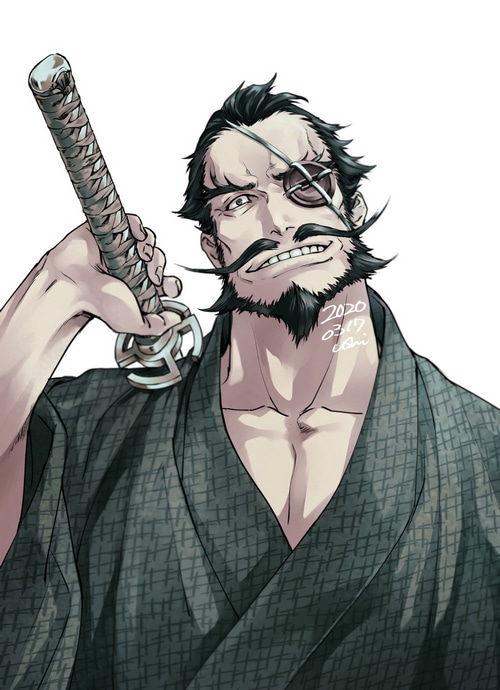 Jigokuraku: Bearded Man with Eyepatch and Sword