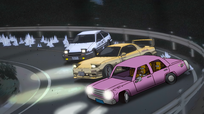 The Simpsons Mashup with Initial D Cars