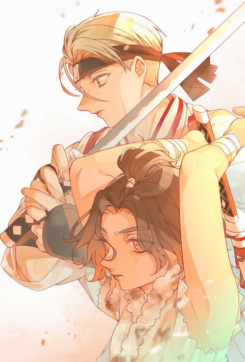 Two anime boys with swords