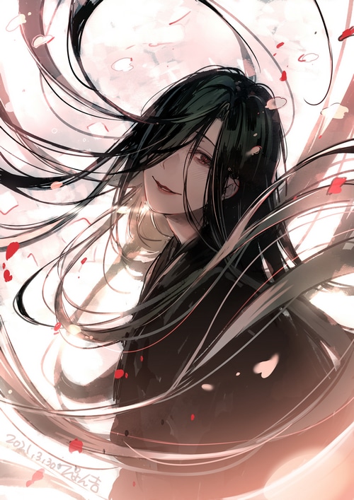 Hells Paradise: Jigokuraku character with petals