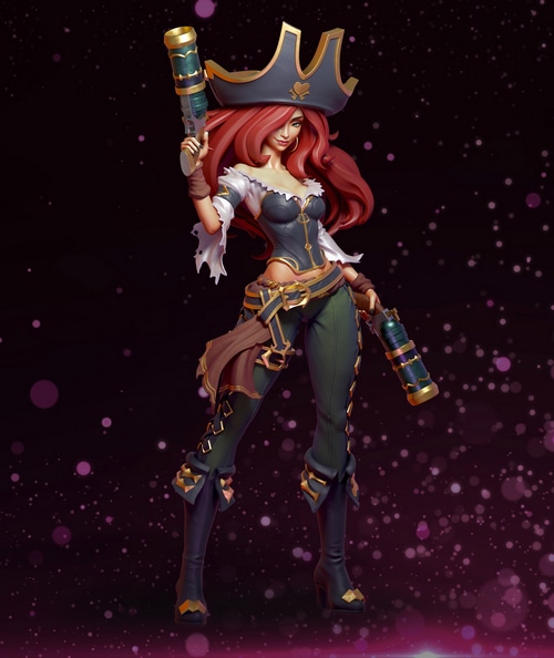 Miss Fortune from League of Legends with two pistols
