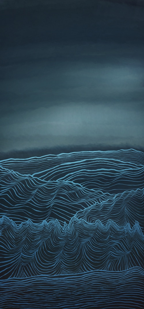 Abstract blue waves on a dark background