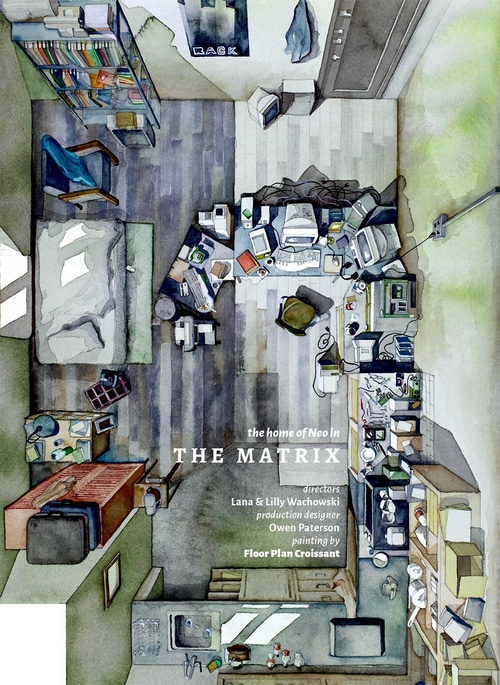 text, watercolor, bed, The Matrix, Neo, movies, painting, furnished ...