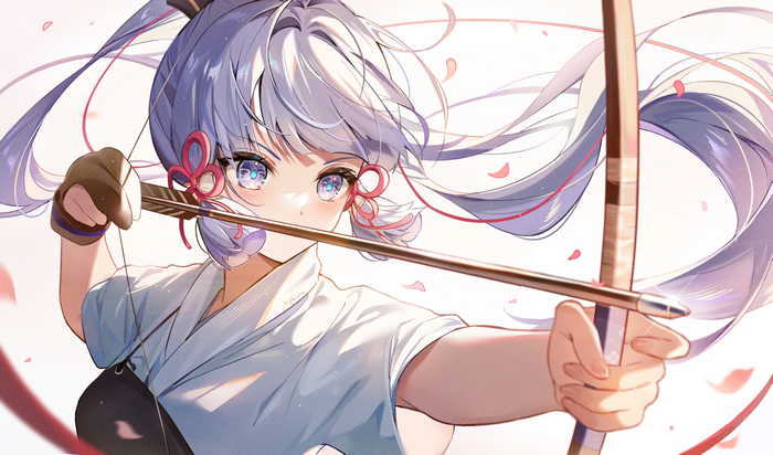 4K Genshin Impact: Kamisato Ayaka with Bow and Arrow