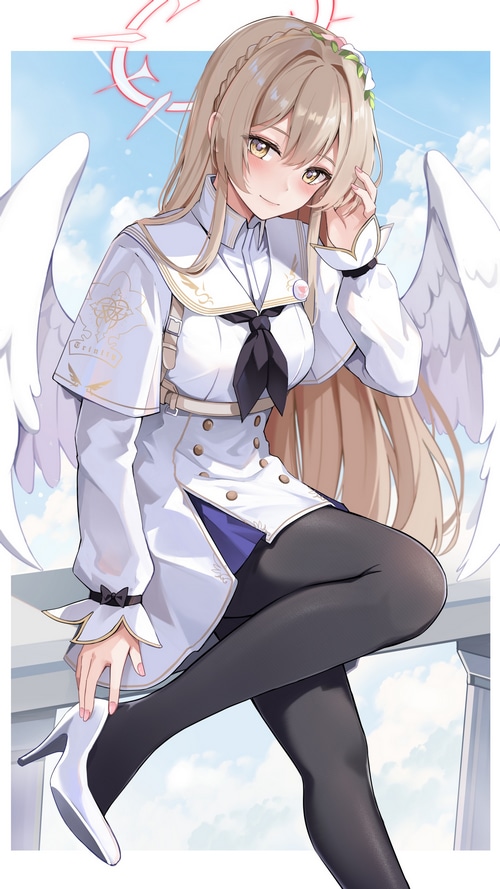 Angel girl with wings and braids smiling