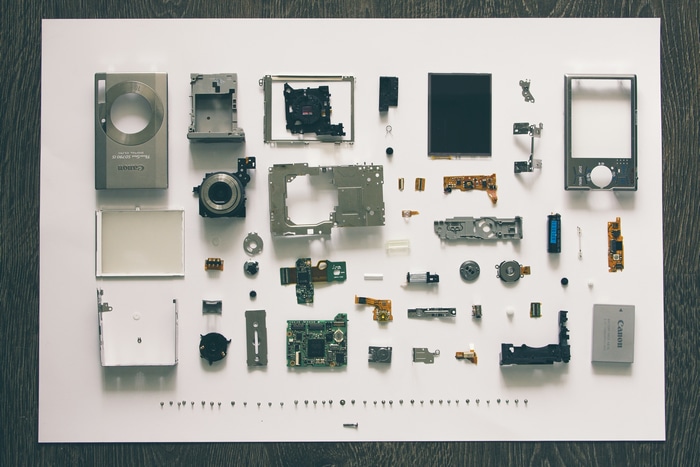 Canon Digital Camera Parts Flat Lay