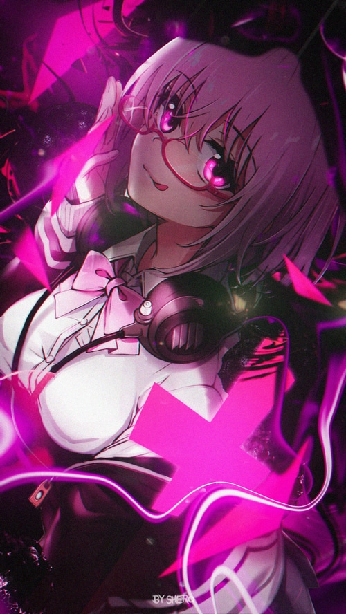 Fate/Grand Order Mash Kyrielight with headphones and glasses