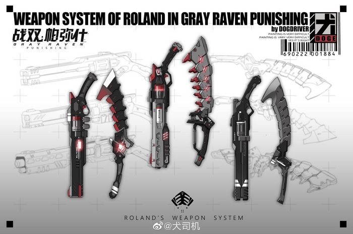 Roland's Weapon System Concept Art for Punishing: Gray Raven