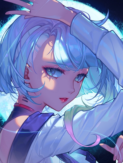 Lucyna Kushinada from Cyberpunk: Edgerunners with multi-colored hair