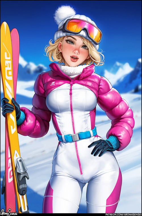 Gwen Stacy in Winter Ski Gear with Skis