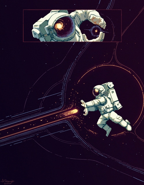 Astronaut performing a Kamehameha in space