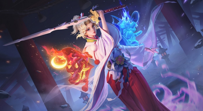 4K Honor of Kings: Kimono Woman with Katana and Spirits