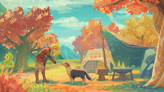 Link and dog in The Legend of Zelda: Breath of the Wild