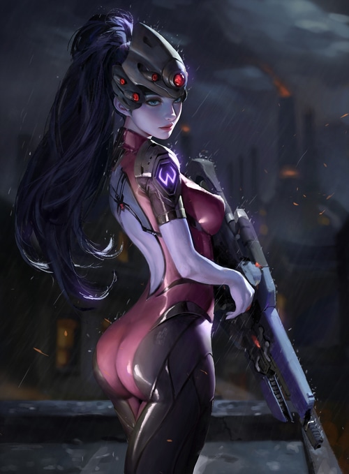 Widowmaker from Overwatch in the rain