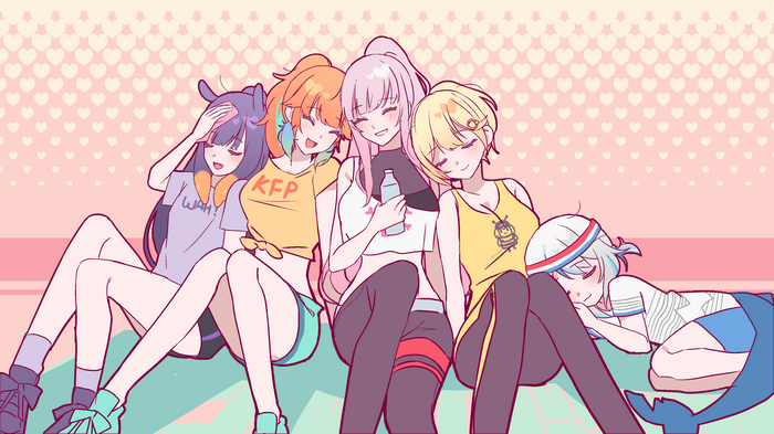 Hololive English members resting together