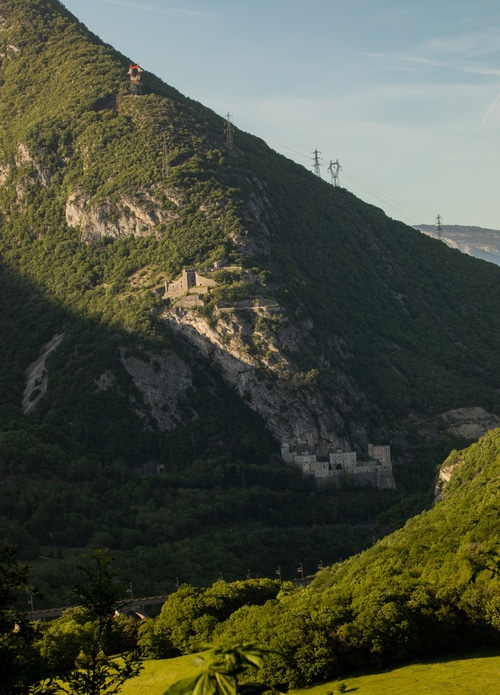 Fortifications on a forested mountain slope in France