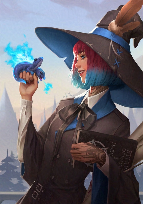 Angel Moonlight's witch with a two-headed dragon