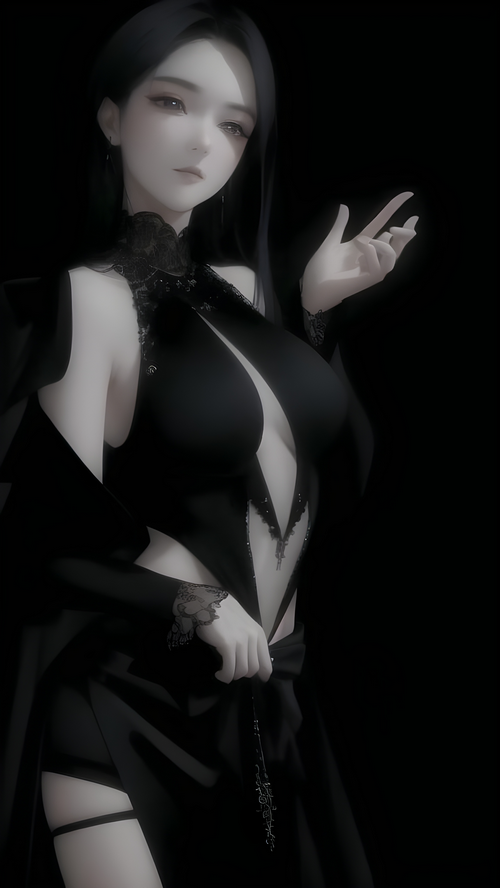 Woman in a black dress on a dark background