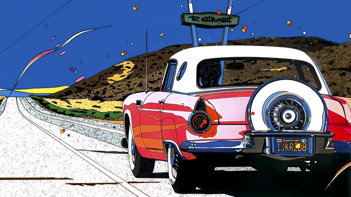 Eizin Suzuki's 1950s Thunderbird on a Desert Road