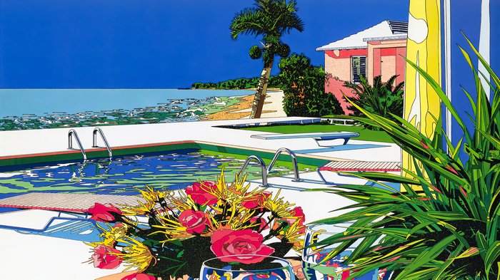 Eizin Suzuki's Swimming Pool with Flowers and Beach