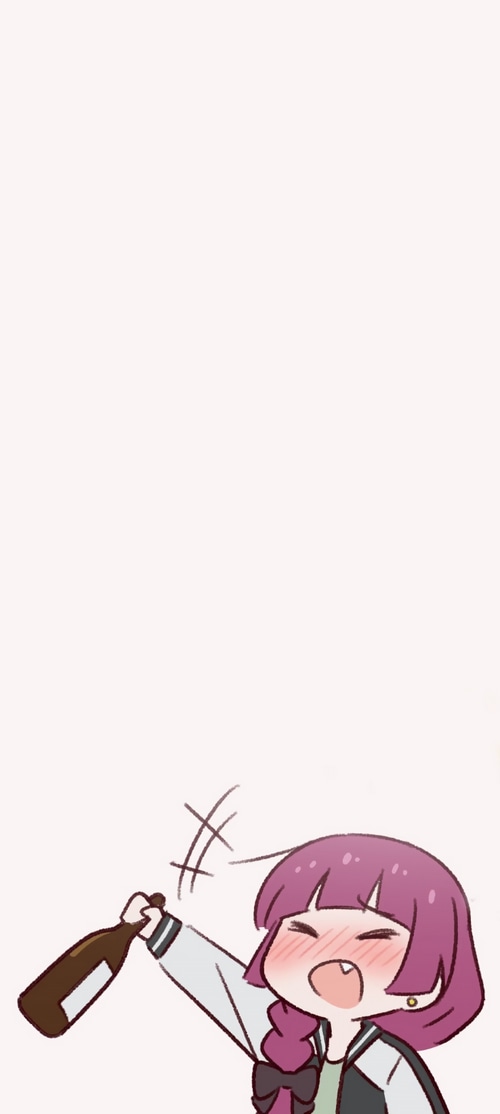 Kikuri Hiroi from BOCCHI THE ROCK! holding a bottle