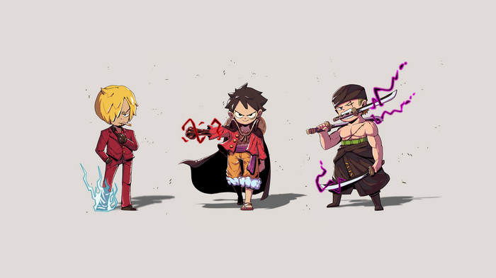 Chibi Sanji, Luffy, and Zoro from One Piece fan art