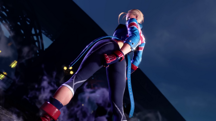 Cammy White from Street Fighter VI in a low-angle shot