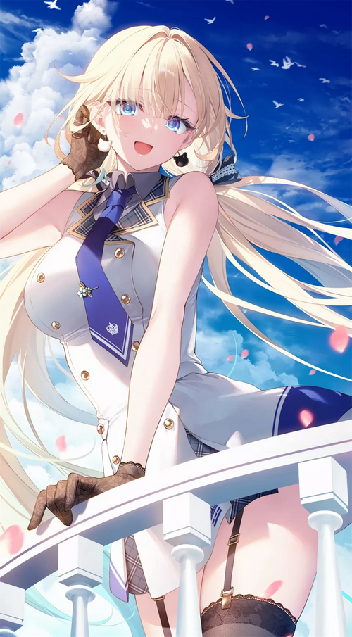 Blonde girl with twintails and blue eyes