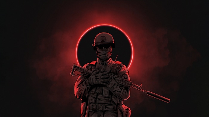 Soldier with gun and red halo
