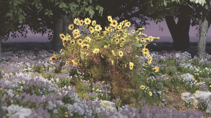 4K abstract nature with trees and flowers