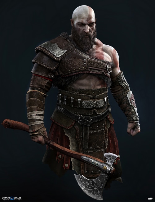 Kratos from God of War holding an axe