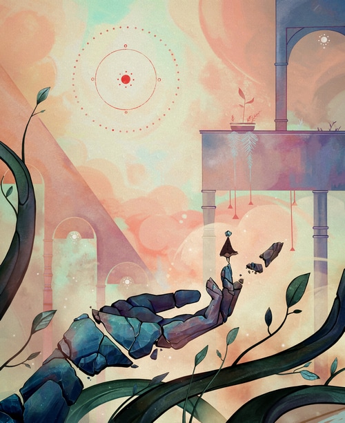 Gris reaching out with a stone hand
