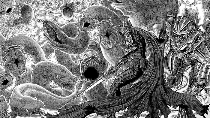 Guts and monstrous creatures in Berserk manga