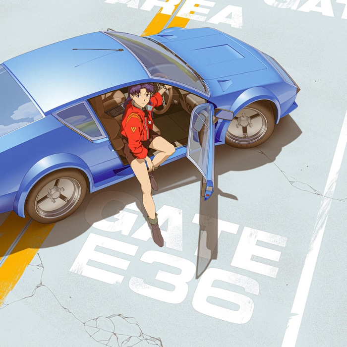 Misato Katsuragi with Blue Alpine A310 Car