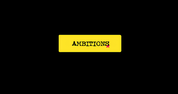 Ambitions text on yellow background
