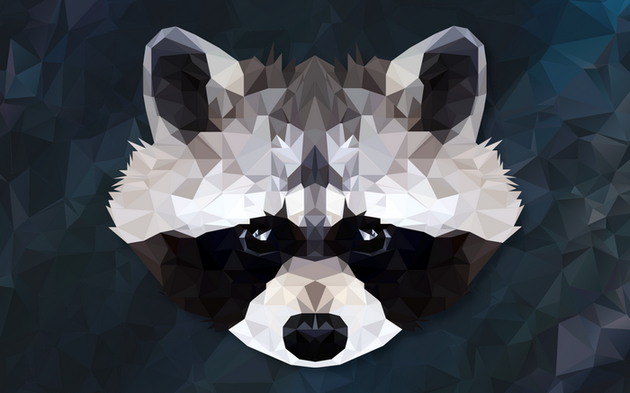 Low poly raccoon artwork