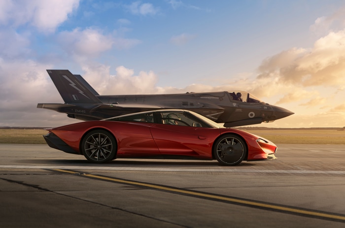 McLaren Speedtail and F-35 Jet on Tarmac