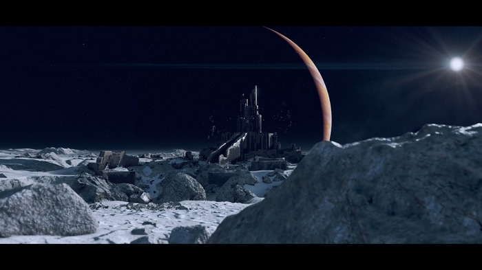 Starfield 4K Moon Landscape with Alien City